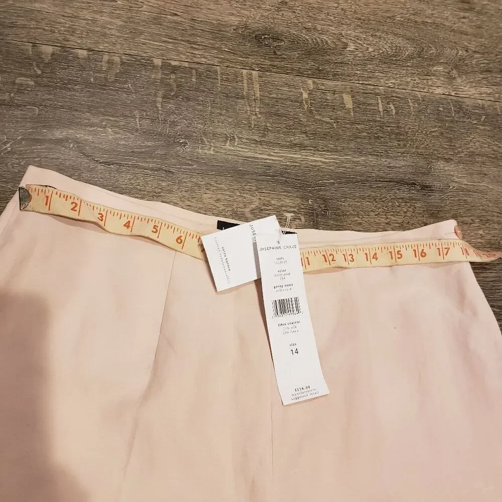 Josephine Chaus Silk Linen Pink Pants With Floral Embroider Trim Size 14  NWOT - Picture 6 of 10